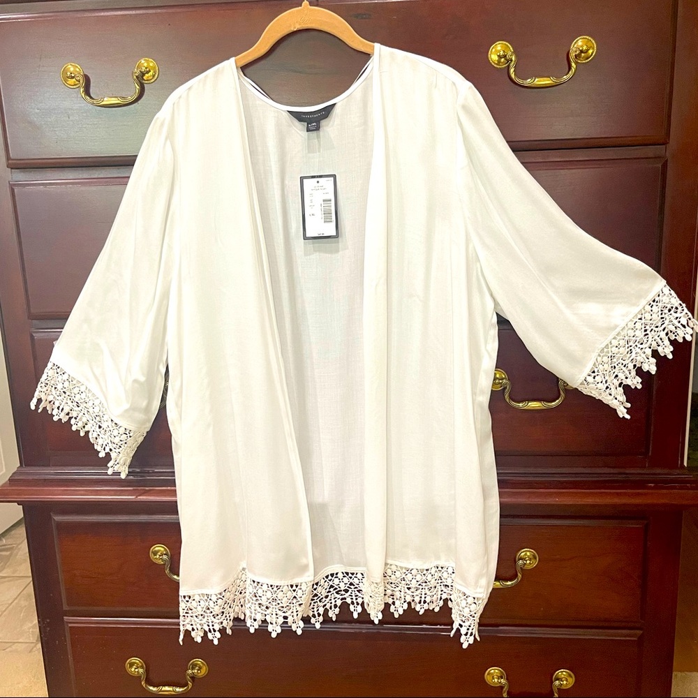 Investments lace trimmed cardigan